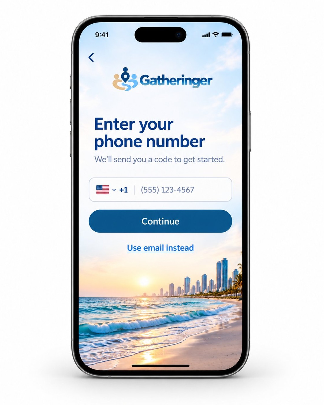 Enter your phone number screen